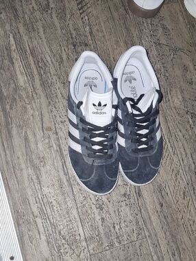 adidas Navy Suede Sneakers with White Stripes
